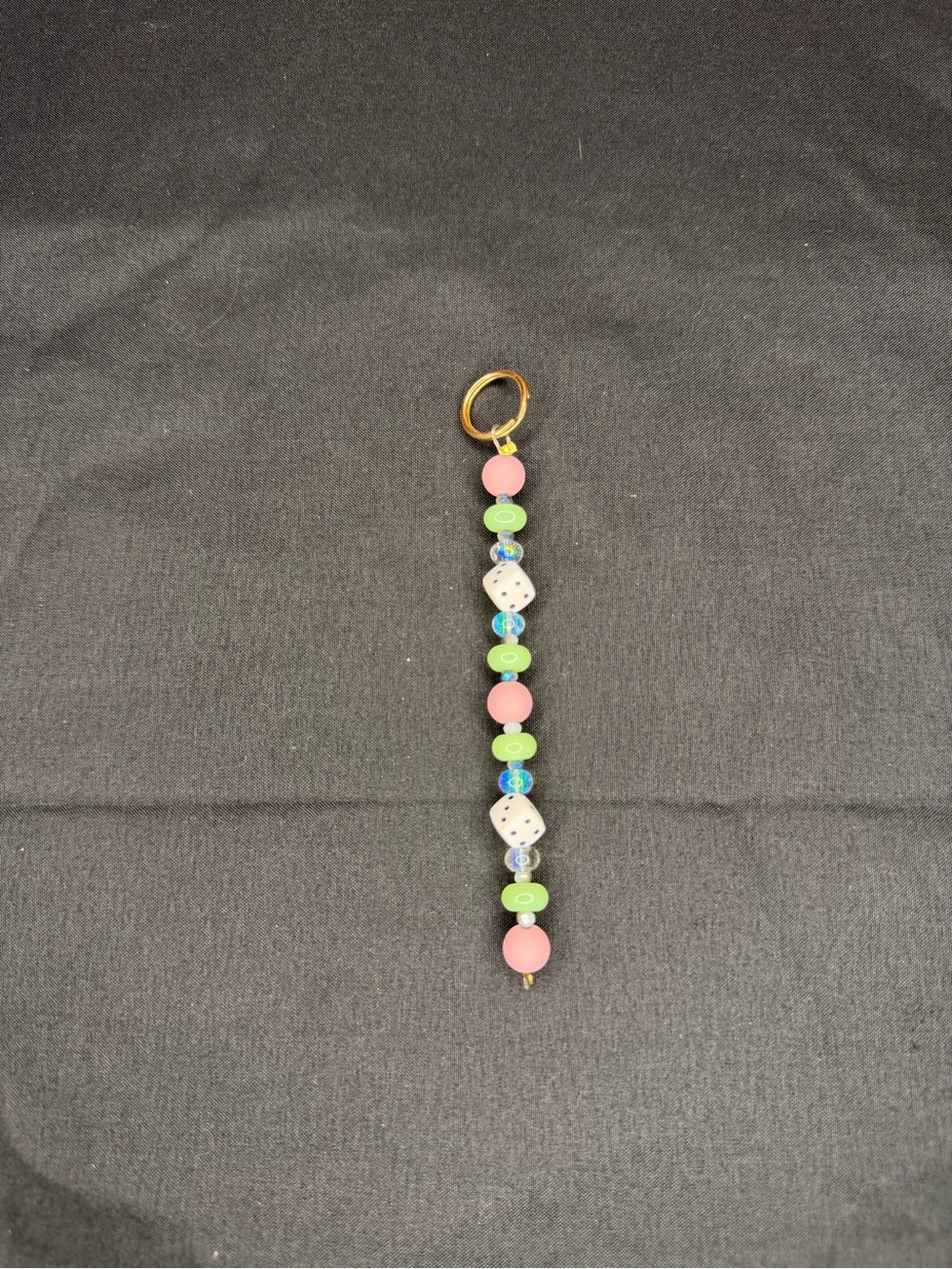 Beaded Pink & Green Keychain Charm